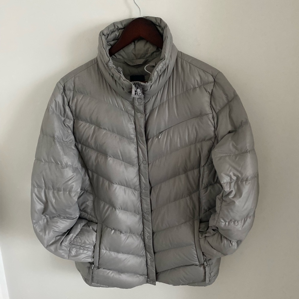 GAP Women’s Puffer Down Quilted Jacket Grey Sz L